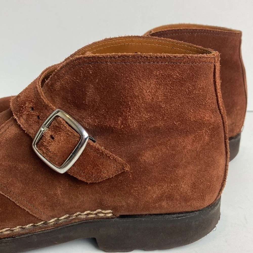 BONTONI Visionario Brown Suede Monk Boot 9.5 Italian Designer Old Money Luxury